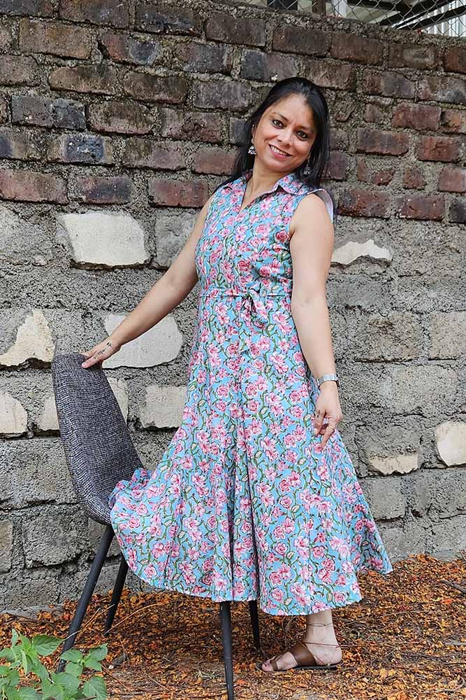 Beautiful Cotton Floral Dabu Dress