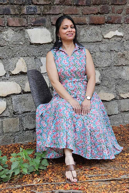 Beautiful Cotton Floral Dabu Dress