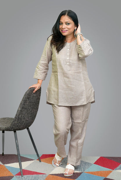 Linen Co-Ord Set with Hocoba Detailing