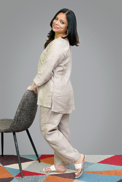 Linen Co-Ord Set with Hocoba Detailing
