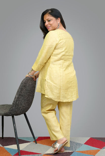 Linen Co-Ord Set with Hocoba Detailing Yellow