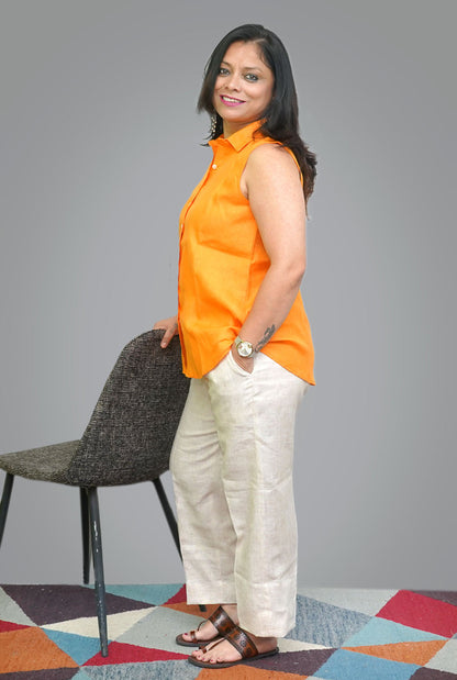 Light Orange Linen Shirt