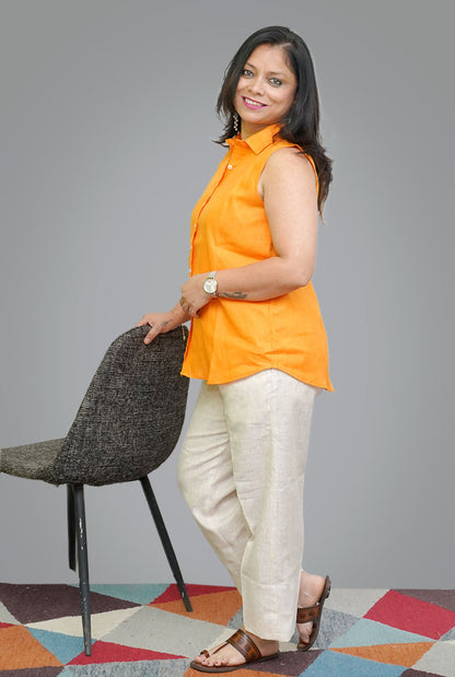 Light Orange Linen Shirt