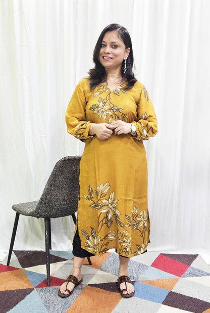 Mustard color Muslin Kurti