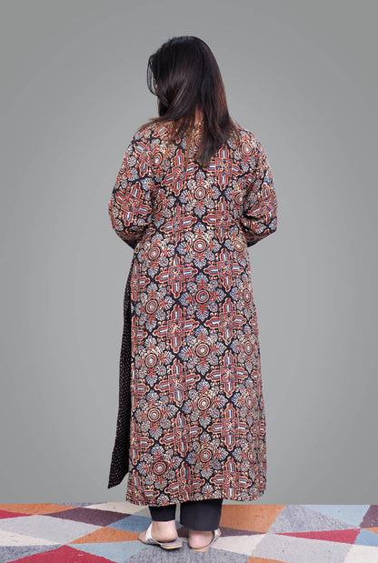 Ajrakh on South Silk Kurti (C)