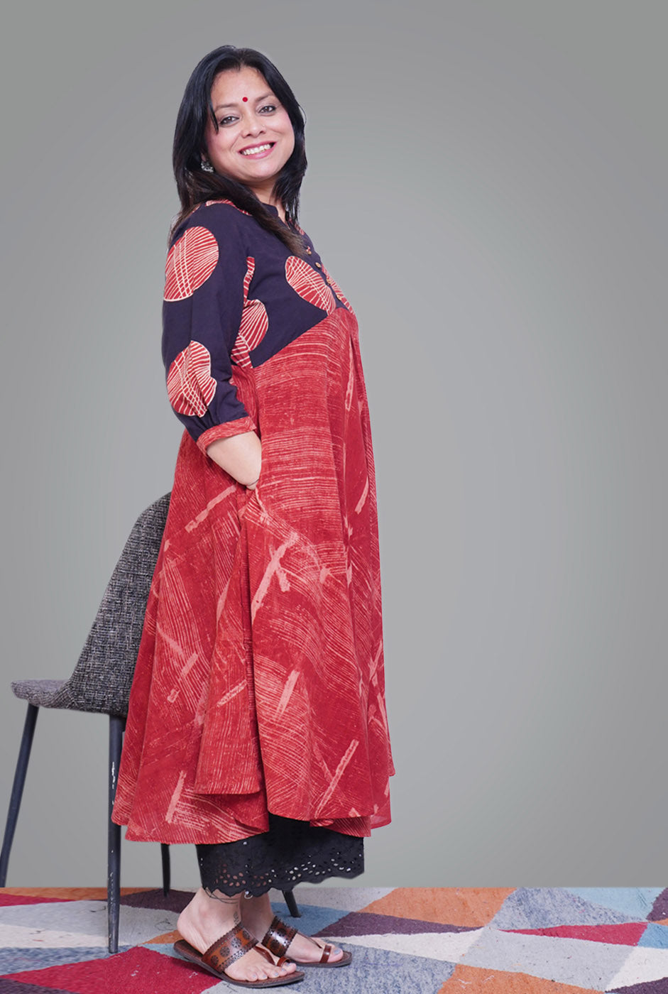 Mull Cotton Designer Ajrakh Kurti
