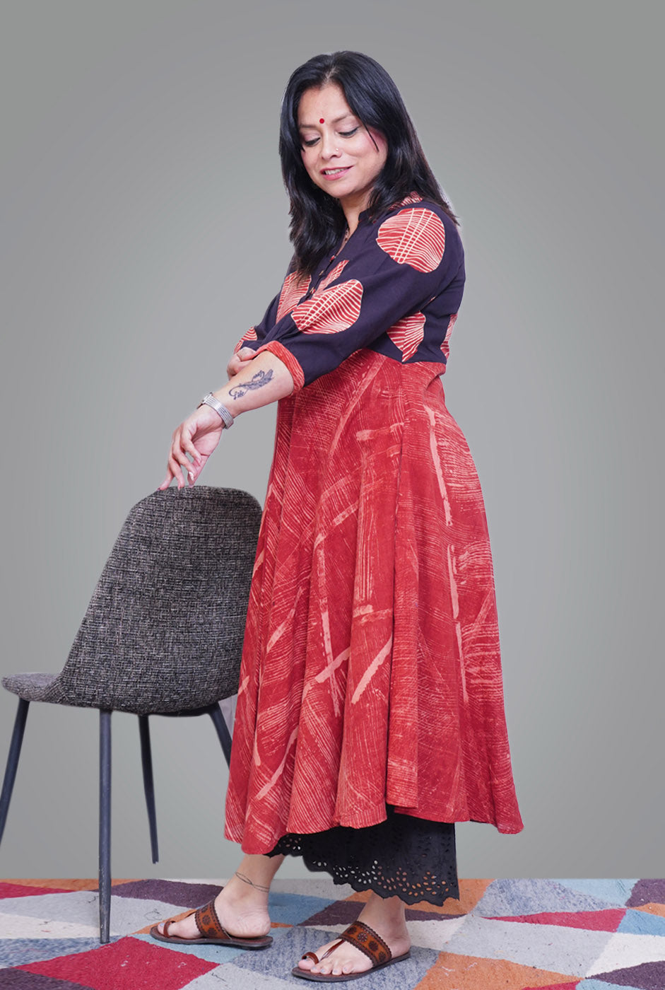 Mull Cotton Designer Ajrakh Kurti