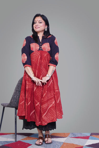 Mull Cotton Designer Ajrakh Kurti