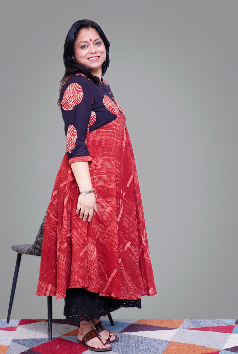 Mull Cotton Designer Ajrakh Kurti