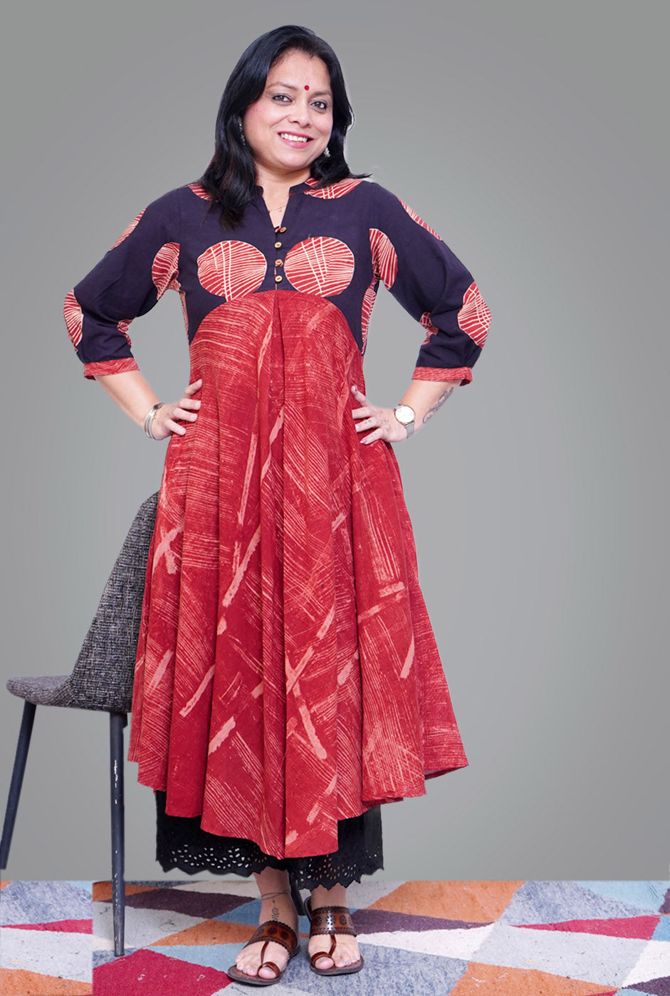 Mull Cotton Designer Ajrakh Kurti