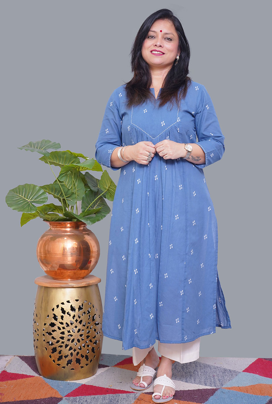 Nazakat grey Handloom Cotton Kurti