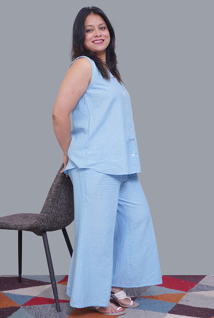 Nazakat South Cotton Denim Blue Co-Ord Set