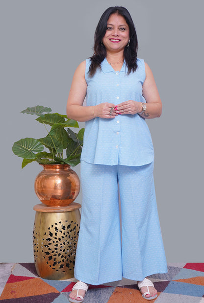 Nazakat South Cotton Denim Blue Co-Ord Set