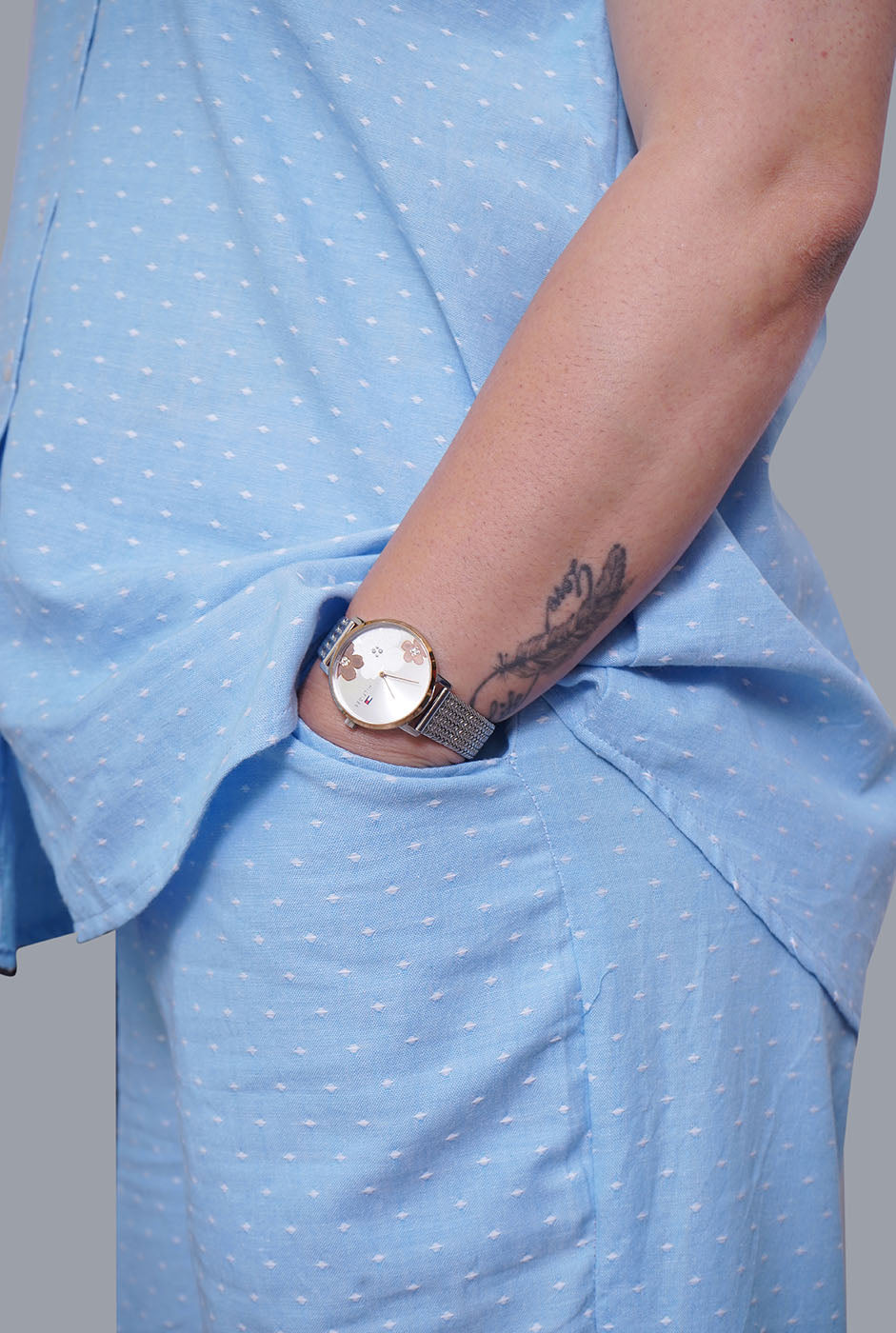 Nazakat South Cotton Denim Blue Co-Ord Set