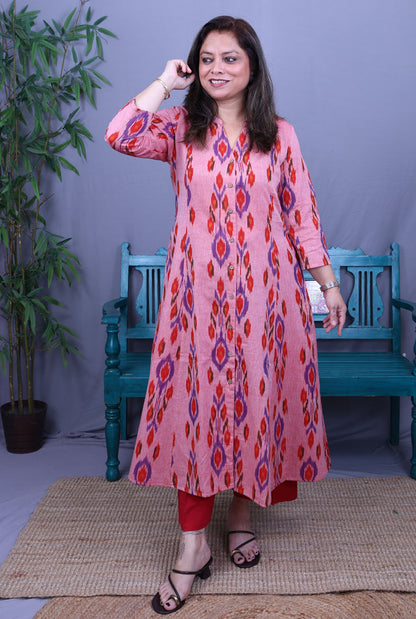 Uzbek Ikat Kurta with plackets detailing