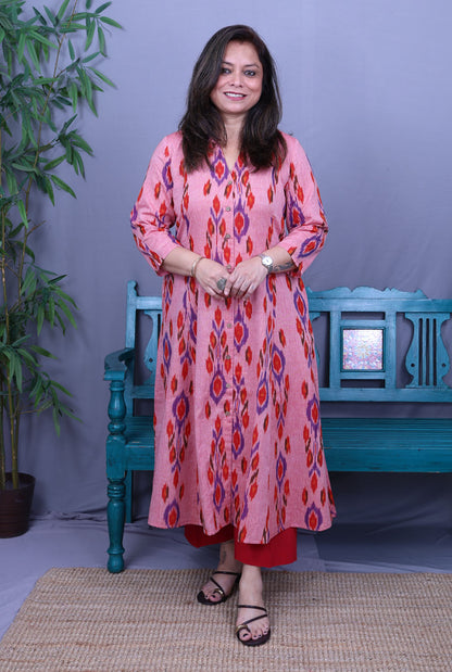 Uzbek Ikat Kurta with plackets detailing