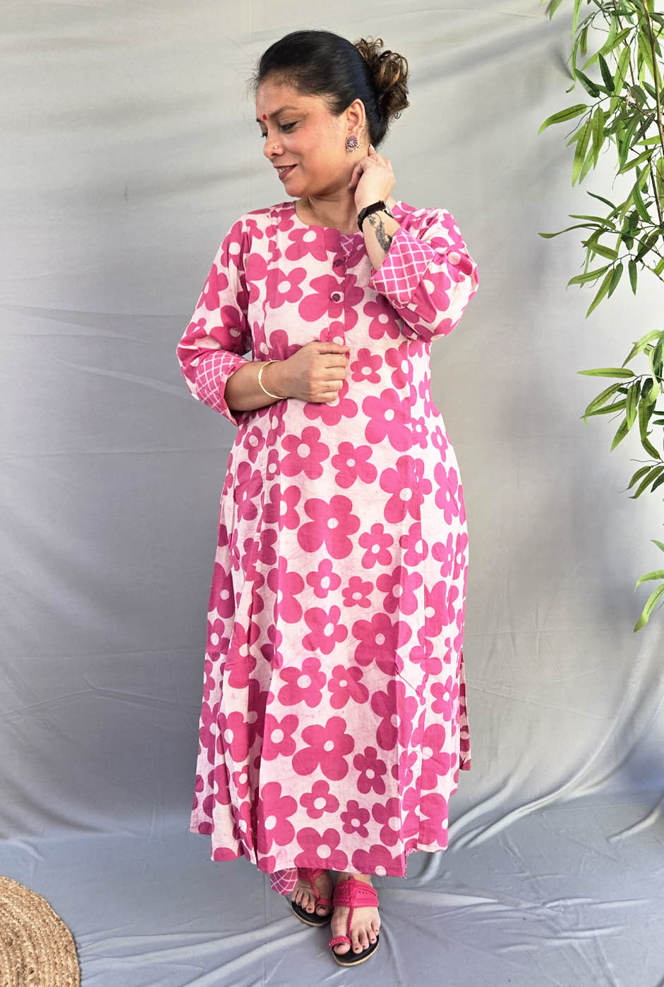 Vana Phool Pink Dabu Block Printed Co-Ord Set