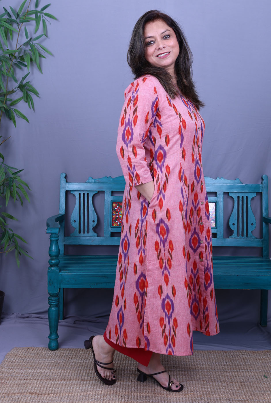 Uzbek Ikat Kurta with plackets detailing