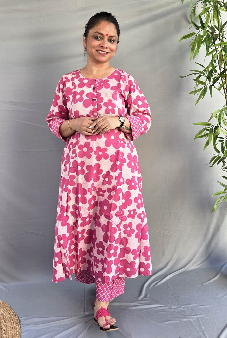 Vana Phool Pink Dabu Block Printed Co-Ord Set