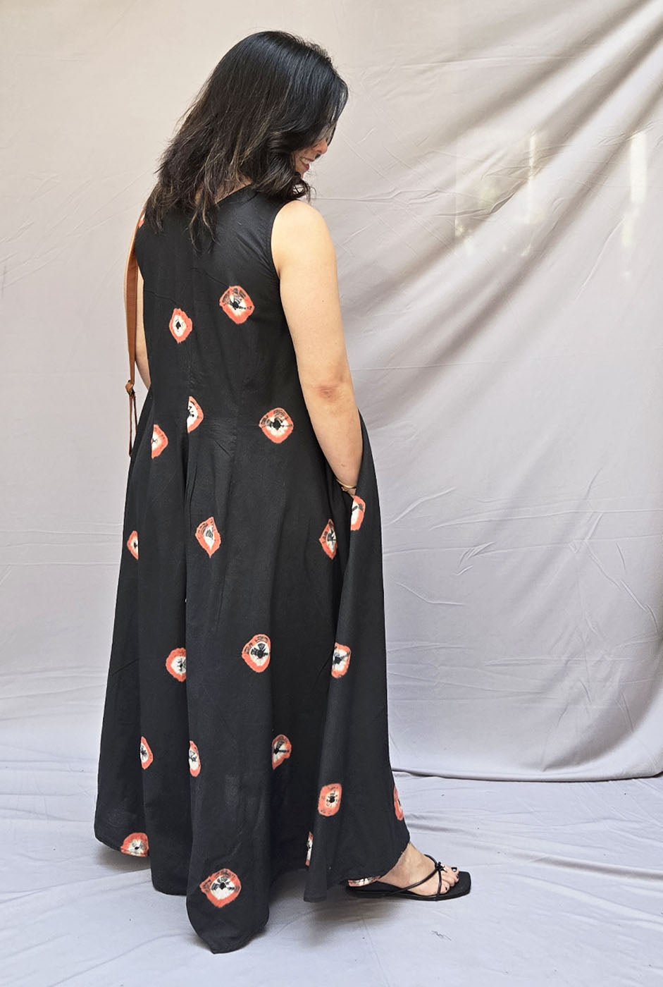 Midnight Bandhani Dress (Sleeves On request)
