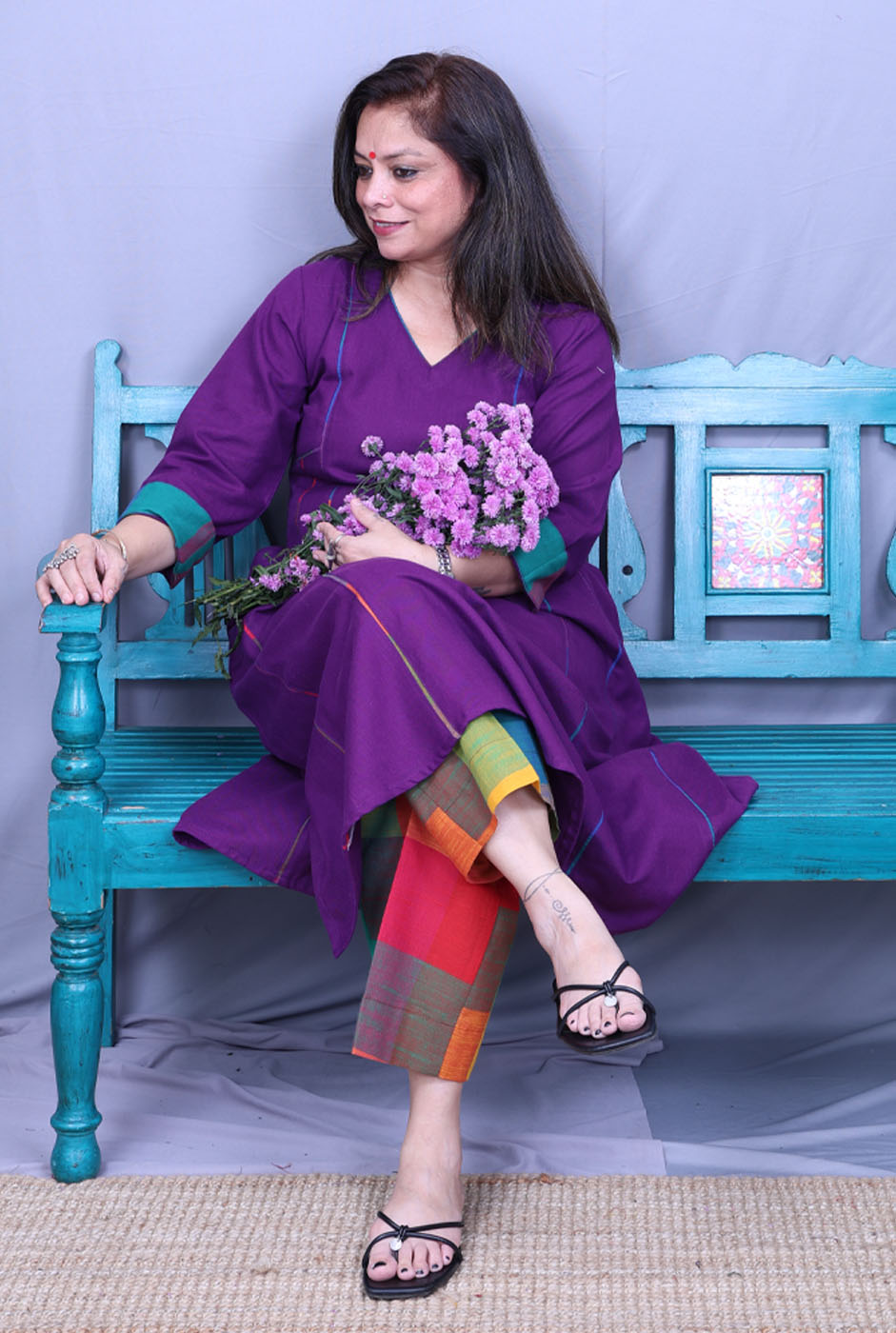 Purple Handloom Kurta