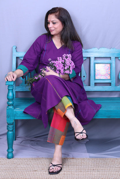 Purple Handloom Kurta