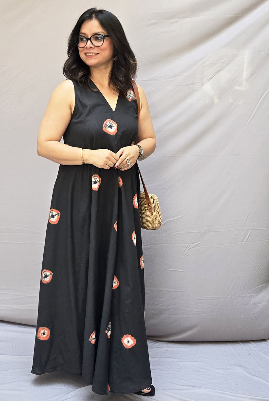 Midnight Bandhani Dress (Sleeves On request)