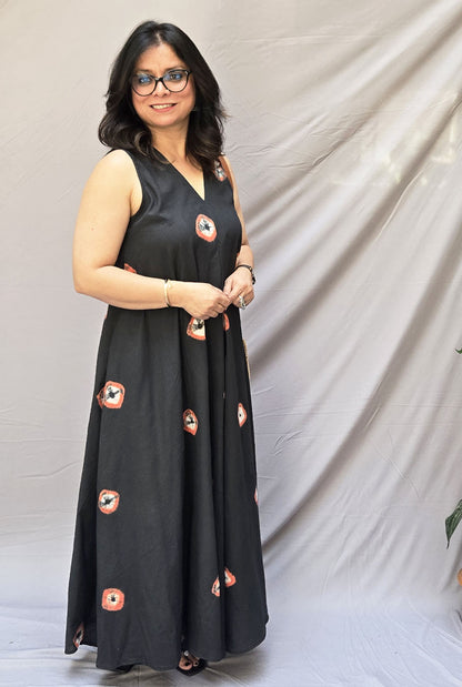 Midnight Bandhani Dress (Sleeves On request)