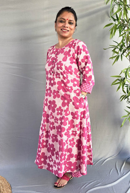 Vana Phool Pink Dabu Block Printed Co-Ord Set