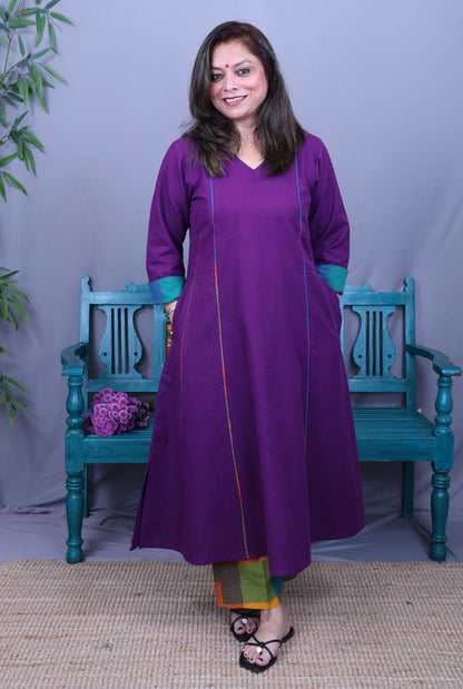 Purple Handloom Kurta