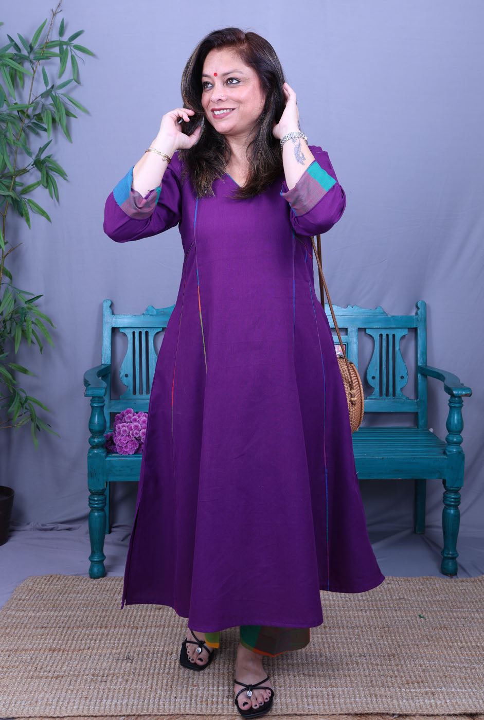 Purple Handloom Kurta