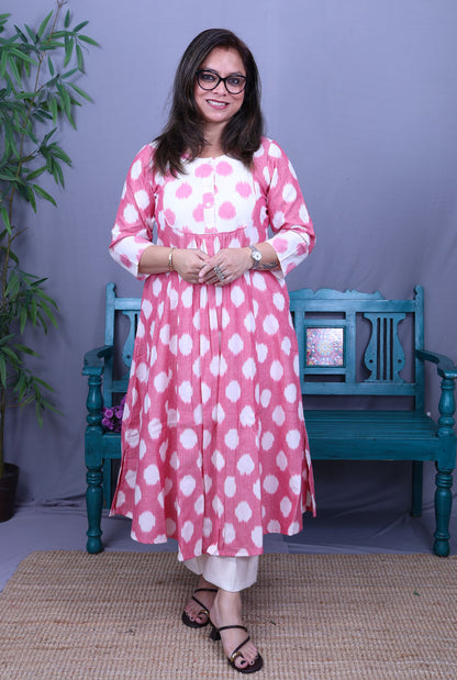 Itkari  Exclusive Ikat Handloom Cotton Kurta with Yoke