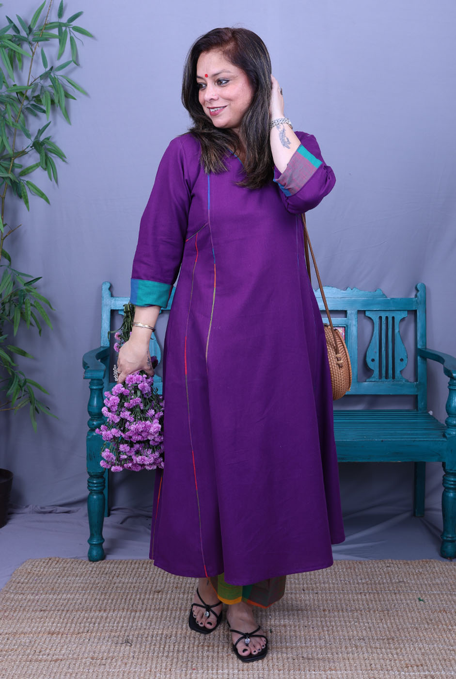 Purple Handloom Kurta