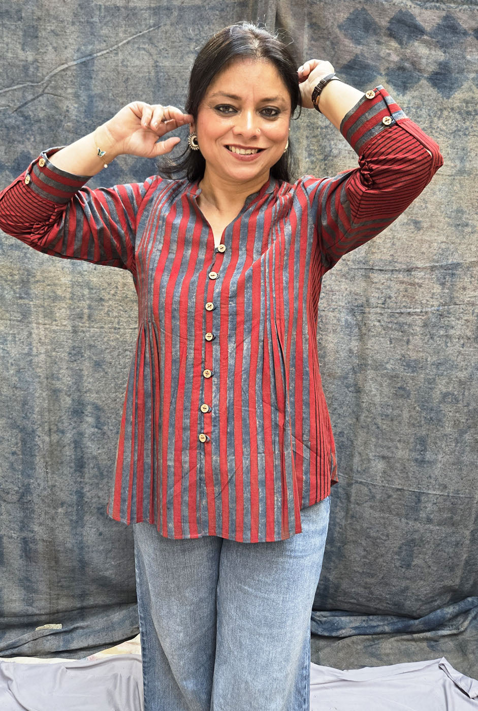 Rekha Ajrakh Handloom Stripe Top