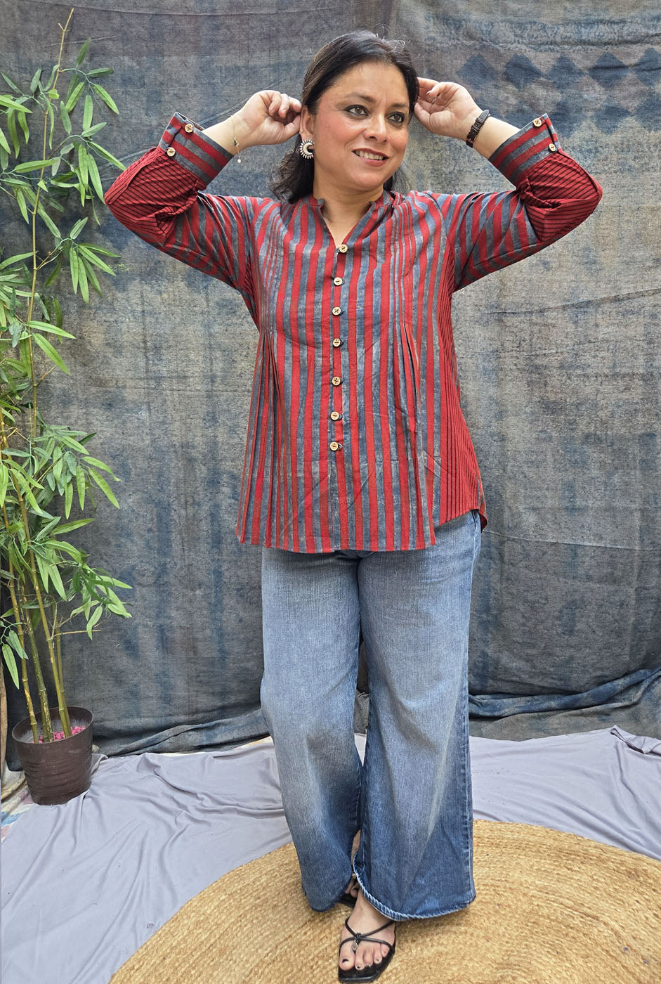 Rekha Ajrakh Handloom Stripe Top