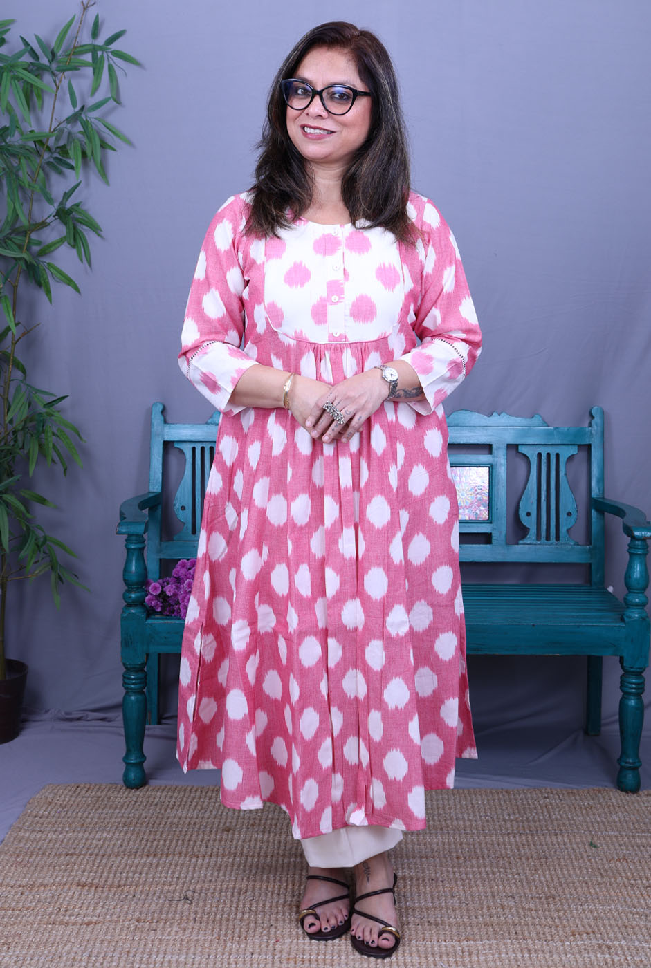Itkari  Exclusive Ikat Handloom Cotton Kurta with Yoke