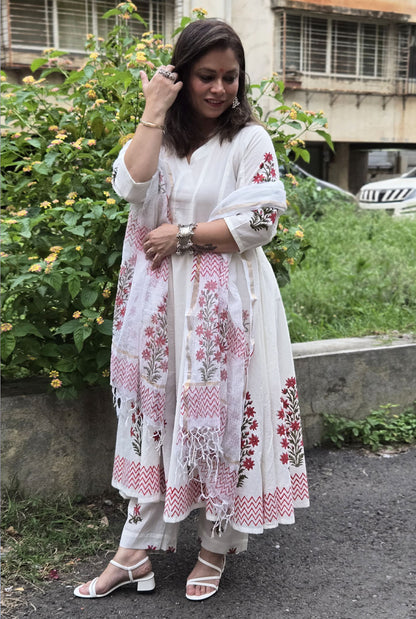 Shahzadi Premium Cotton Anarkali  Set of 3