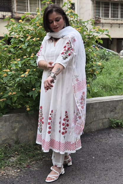 Shahzadi Premium Cotton Anarkali  Set of 3