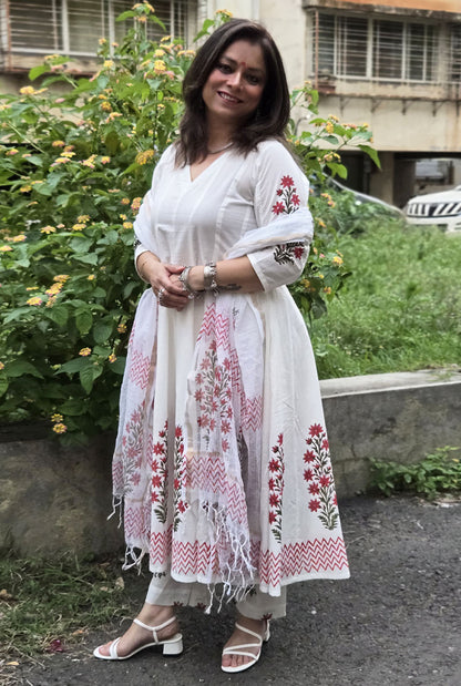 Shahzadi Premium Cotton Anarkali  Set of 3