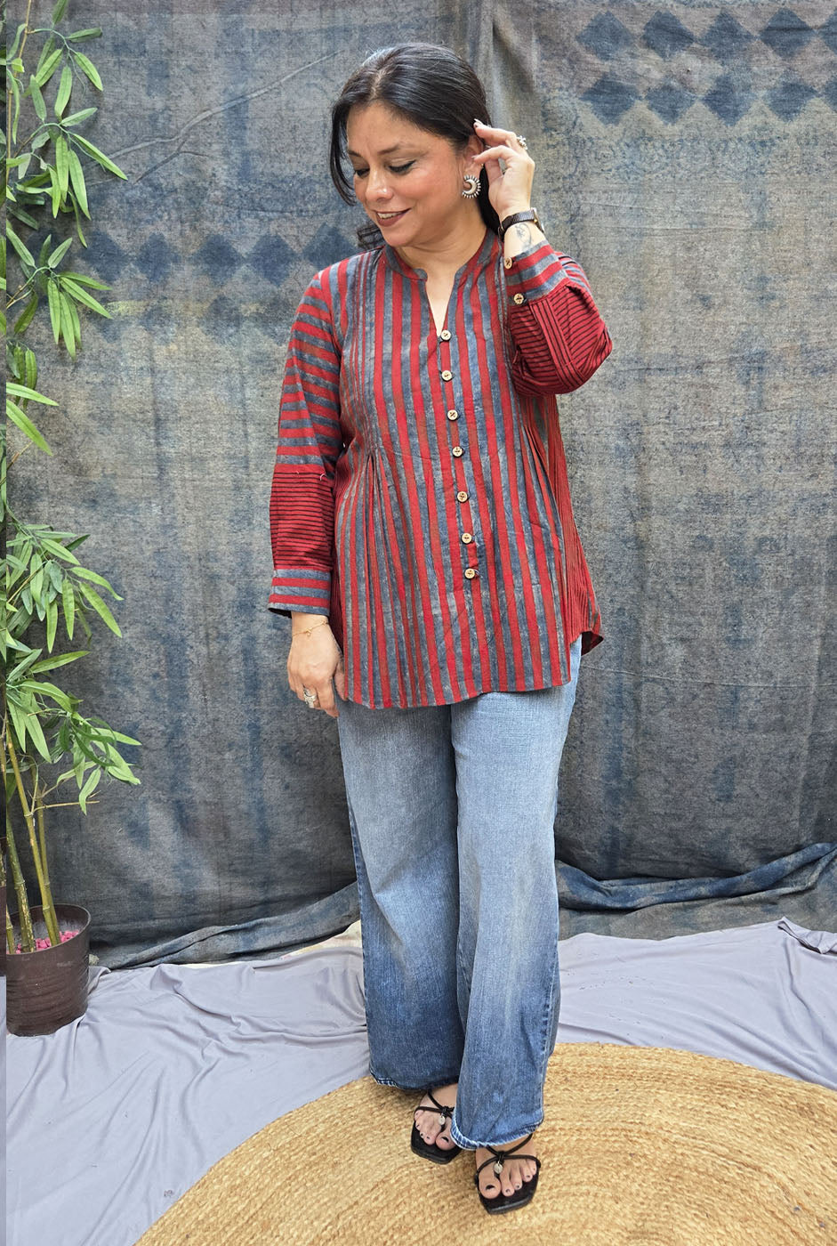 Rekha Ajrakh Handloom Stripe Top