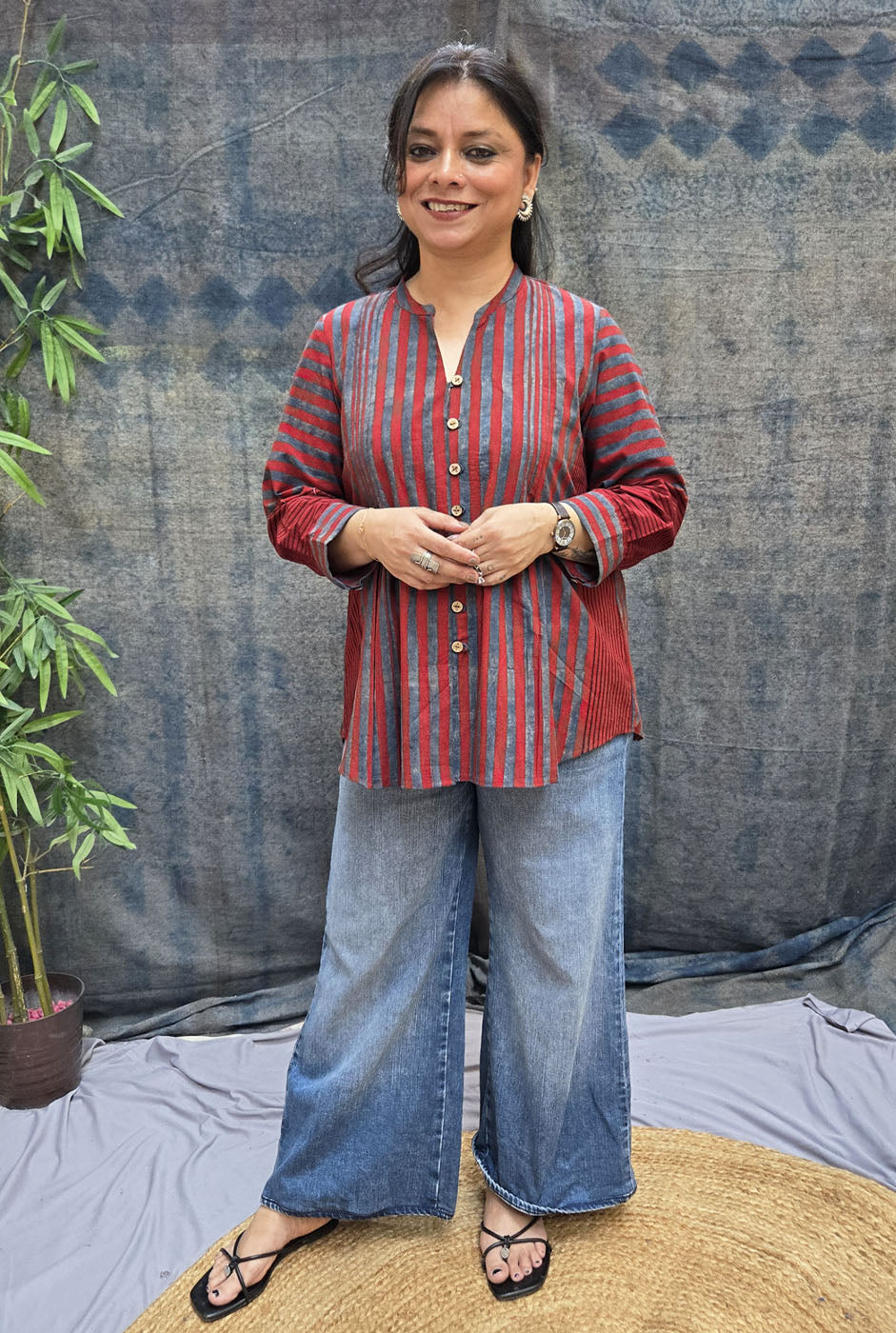 Rekha Ajrakh Handloom Stripe Top
