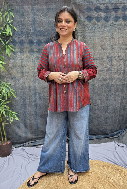 Rekha Ajrakh Handloom Stripe Top