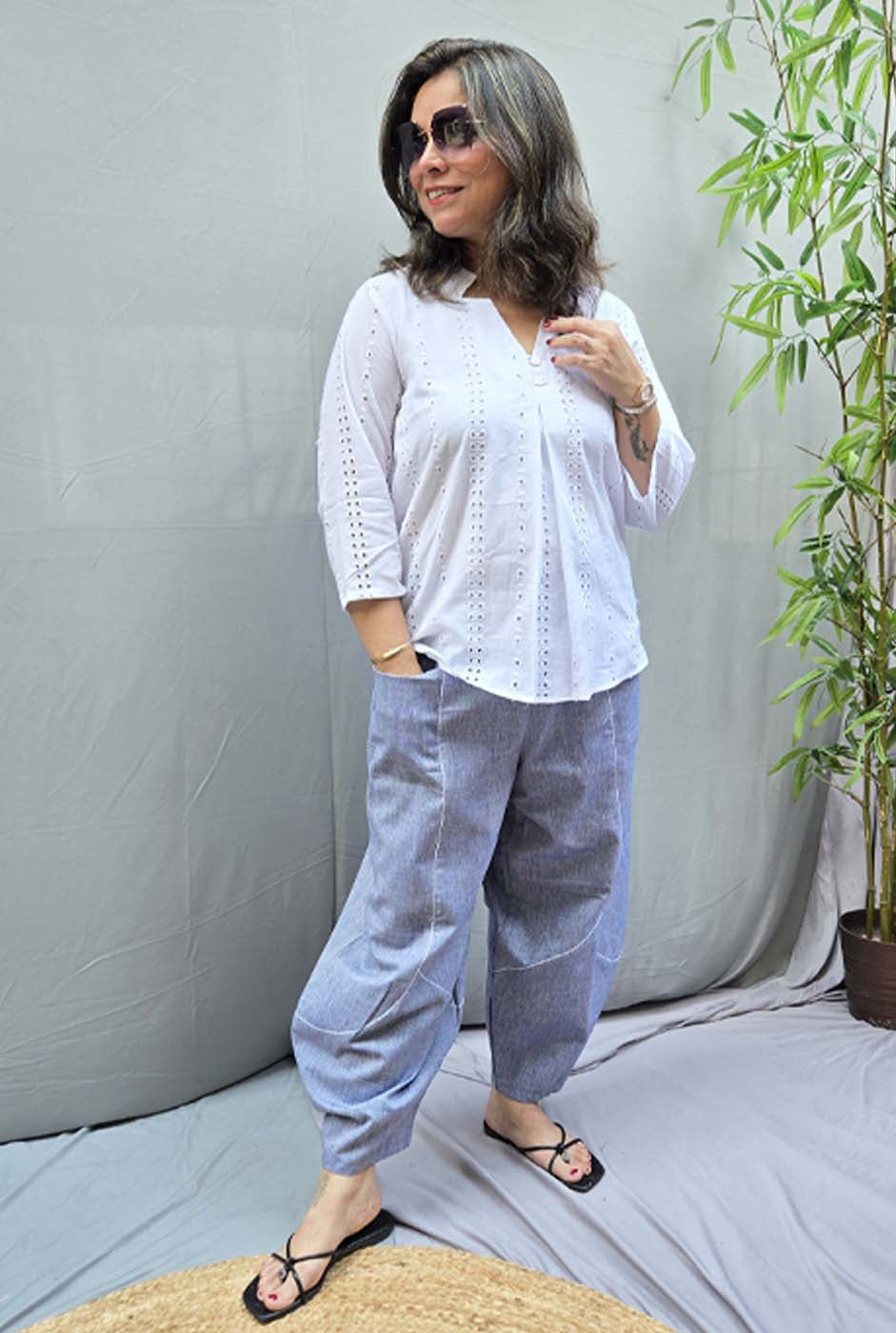 Aflatoon – Blue Comfort Fit Pants