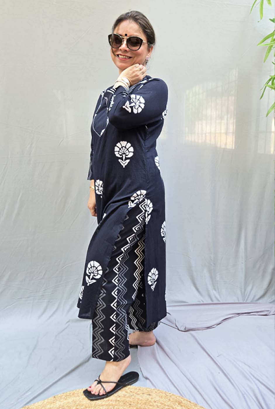 Black Poetry – Dabu Cotton Kurta Pant Set