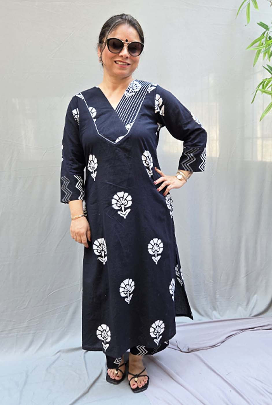Black Poetry – Dabu Cotton Kurta Pant Set