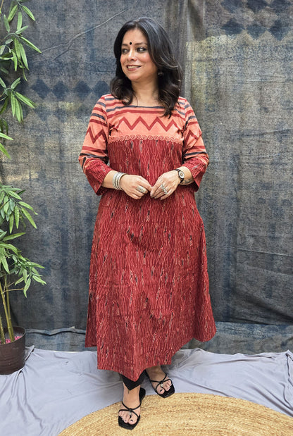 Mrinal Cotton Ajrakh A-Line Kurta