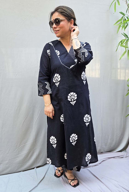 Black Poetry – Dabu Cotton Kurta Pant Set