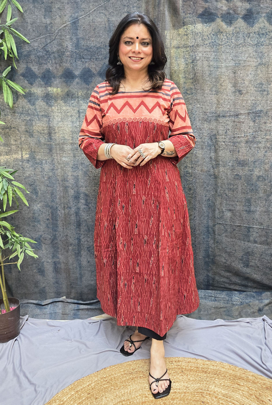 Mrinal Cotton Ajrakh A-Line Kurta