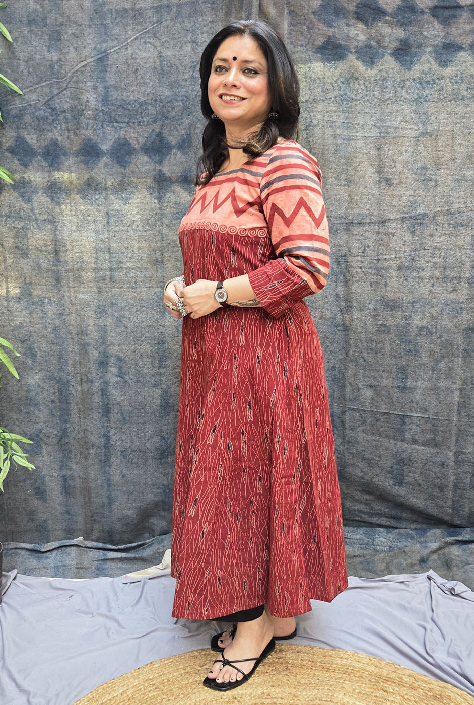 Mrinal Cotton Ajrakh A-Line Kurta
