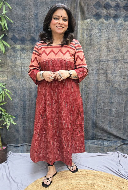 Mrinal Cotton Ajrakh A-Line Kurta